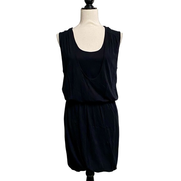 Skin Black Scoop Neck Racerback Tank Dress Pima Cotton Modal Blend Size Small - Picture 1 of 14